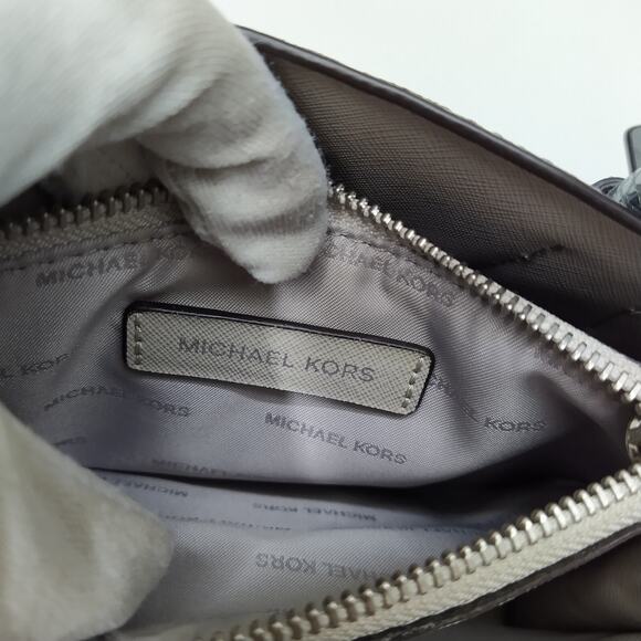 MICHAEL KORS Mercer Metallic Gray Leather Snakeskin Embossed Crossbody Bag - Picture 12 of 16